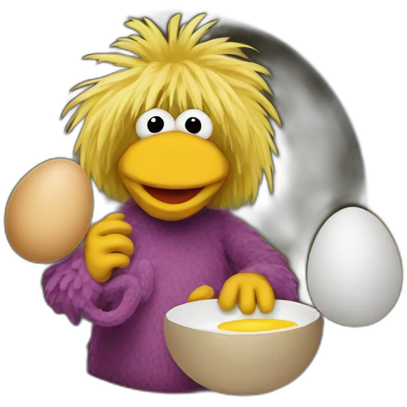 Fraggle with blond hair eating egg  emoji