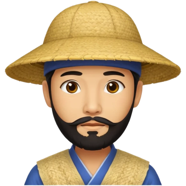 chinese man wearing rice hat wit beard emoji