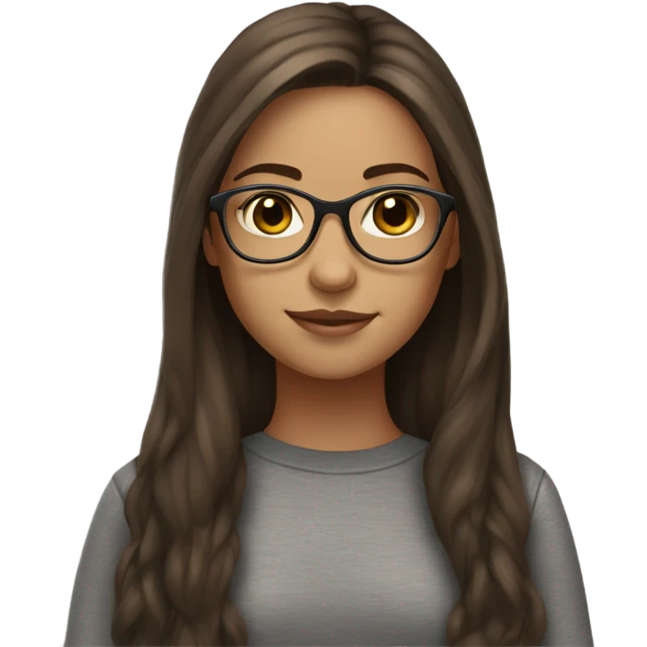 girl with long strait middle part brown hair and brown eyes with glasses  emoji