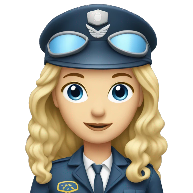Female pilot with blond long hair blue eyes emoji