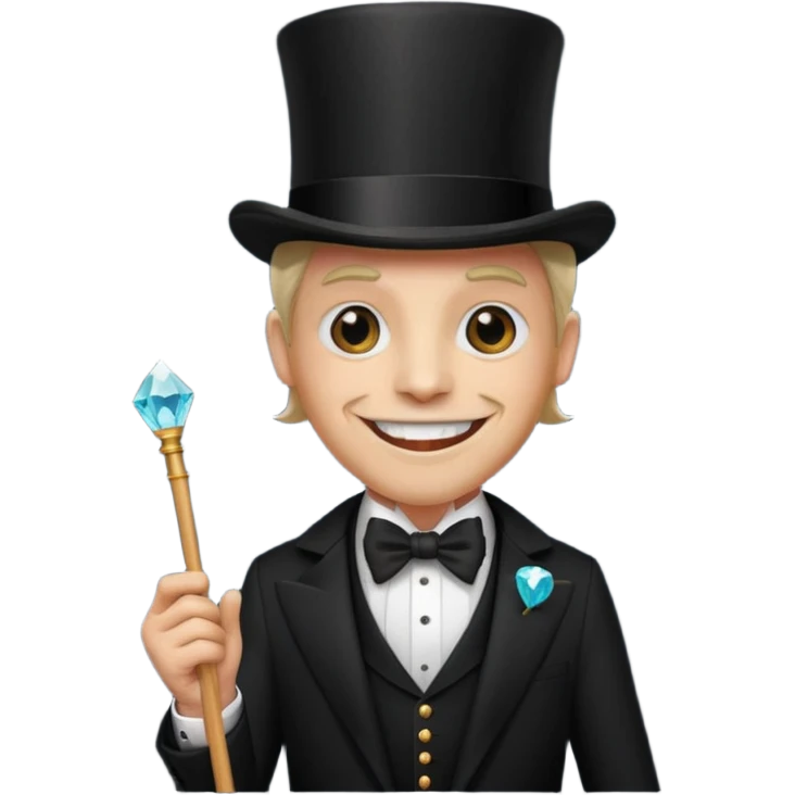 Man with top hat, cane and diamond front tooth emoji