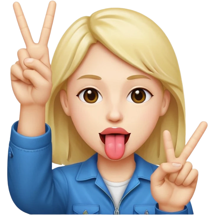 Peace sign and tongue sticking out face emoji