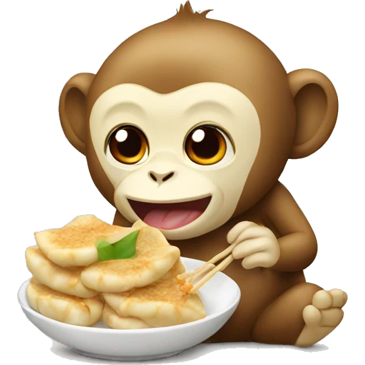 monkey eating a gyoza emoji