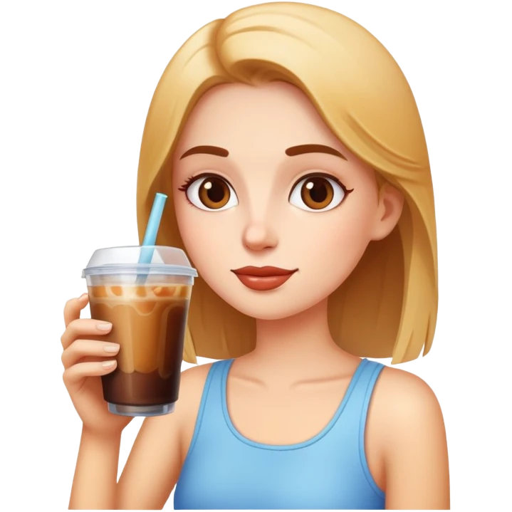 Girl drink ice coffee  emoji