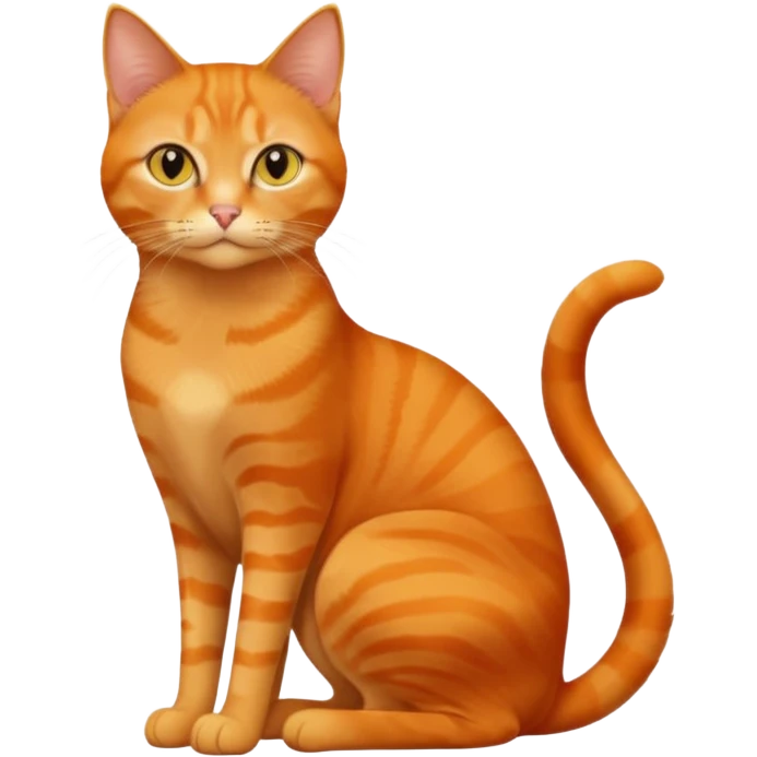 full body solid orange domestic shorthair slim cat with yellow/orange eyes sitting emoji