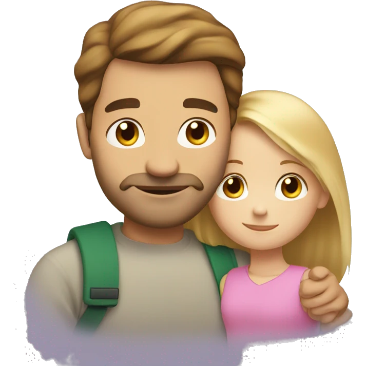A brown haired father hugging his blonde daughter emoji