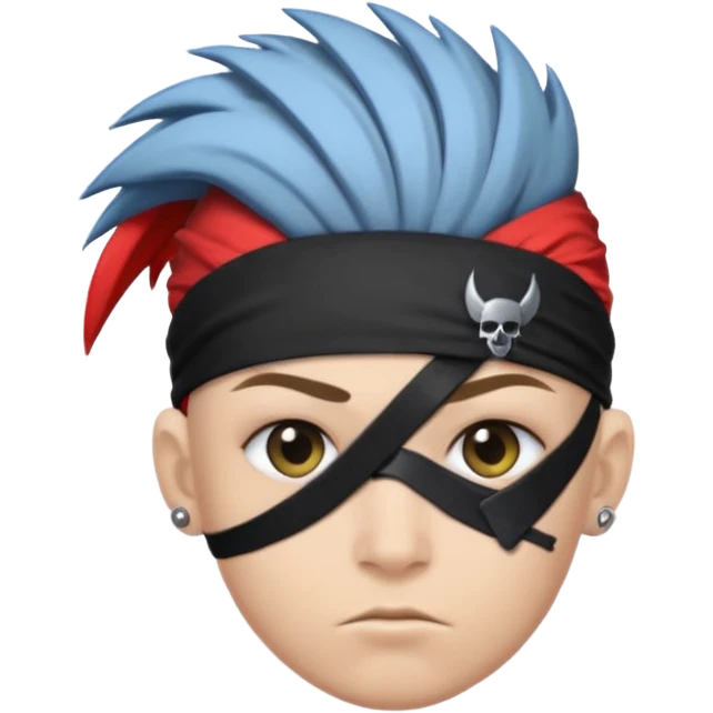 extreme mohawk person face headband eye patch emoji