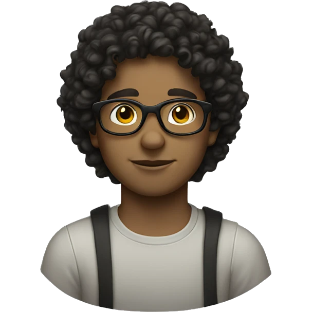 White boy with glasses and dark curly hair  emoji
