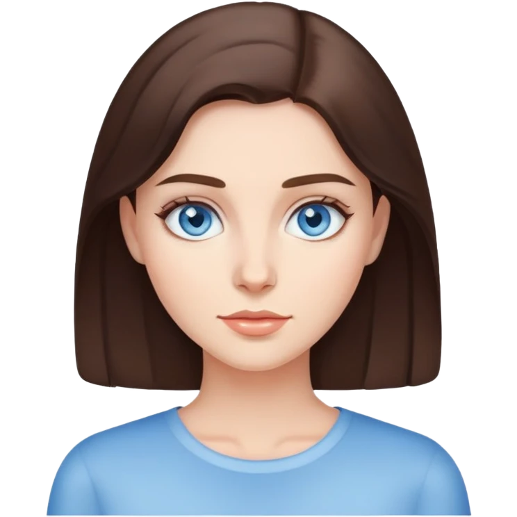 Soft smart brunette, blue eyes emoji