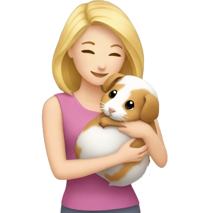 Blonde Woman hugging a guineapig emoji