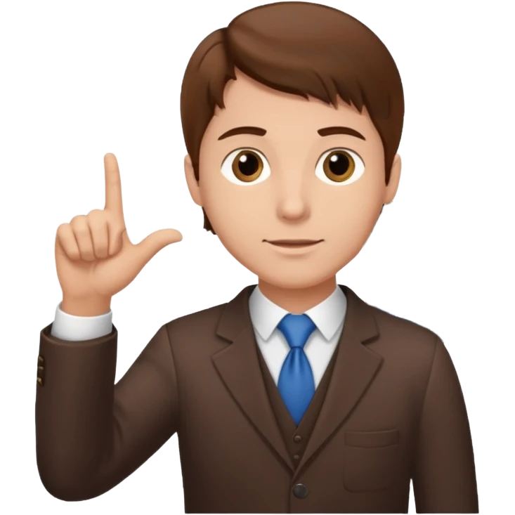 Mach mir einen Typen mit braunen haaren der an der börse als trader arbeitet der mit einer hand so von vorne nach rechts zeigt emoji