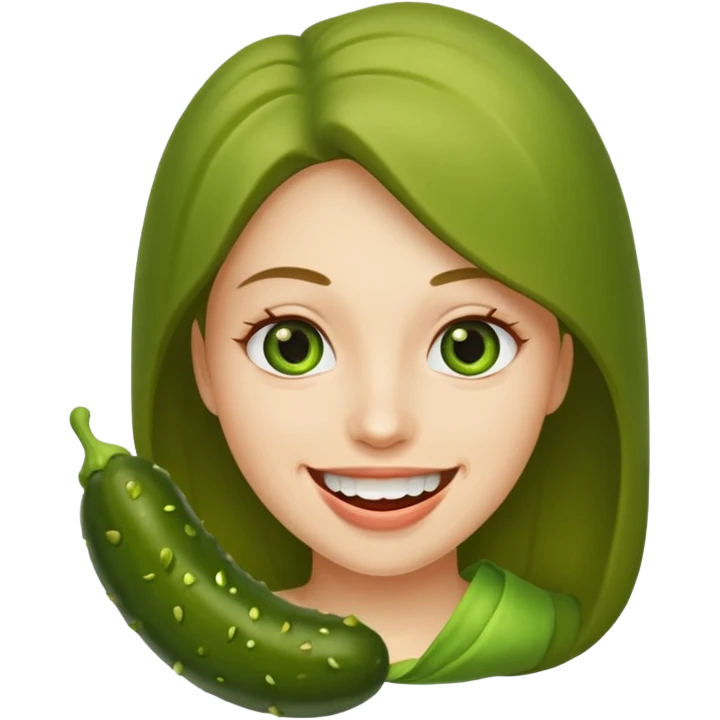 Naked woman pickle in mouth emoji
