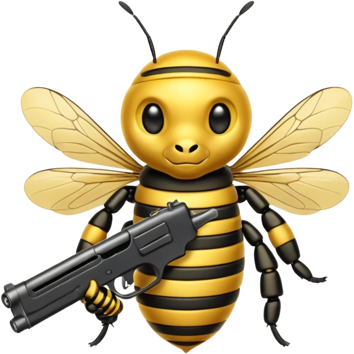 bee emoji with gun emoji