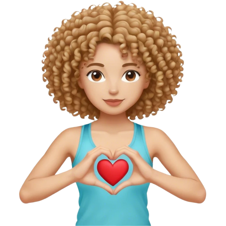 Mulher cabelo cacheado usando regata da Nike, fazendo coraçãozinho  emoji