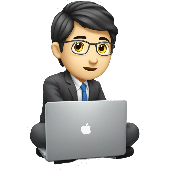 Handsome-finance-korean boy-working-with-windows laptop emoji
