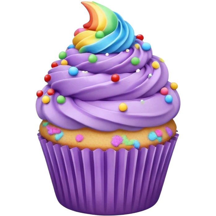 purple pastel cupcake with rainbow  emoji