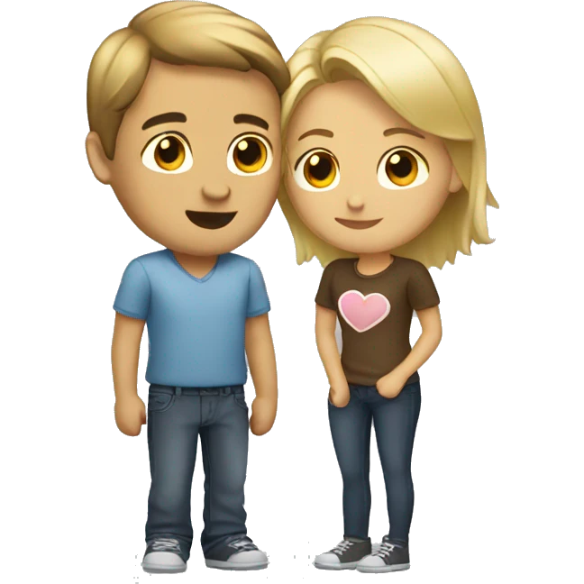 Blond girl with brown hair guy kiss emoji