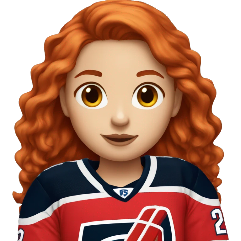 Redhead girl with capitals hockey jersey emoji
