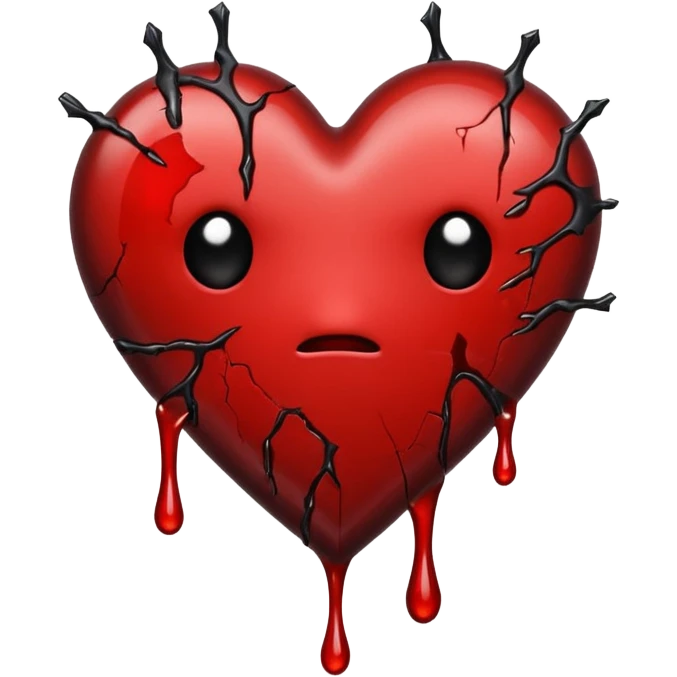 BROKEN BLACK HEART, LITTLE DARK RED BLOOD, DRIPS FROM THE BROKEN CRACK. emoji