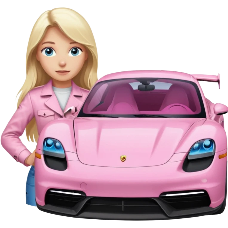 pink Porsche taycan blonde girl long hair blue eyes emoji