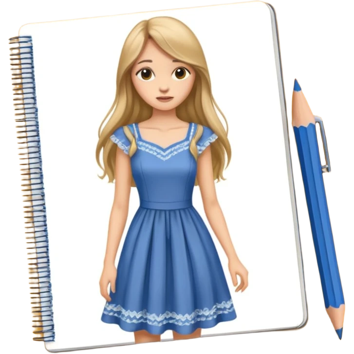 fashion skecth on sketch book, with pencil emoji