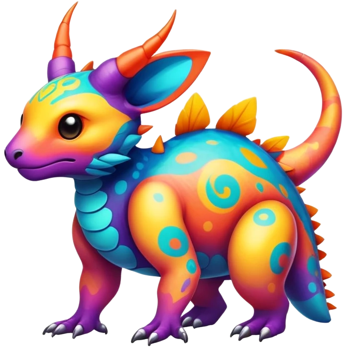 colorful Fakémon-creature with random markings emoji