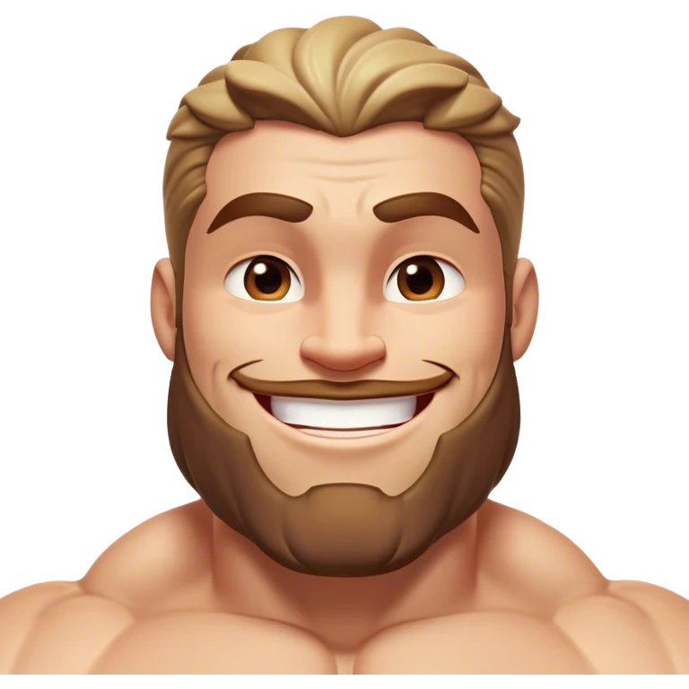 Cinematic Realistic Hercules Portrait, head tilted playfully and inquisitively, showcasing his formidable build softened by a warm, inviting smile. His eyes sparkle with a sense of mirth and determination, while his detailed attire and natural highlights capture the essence of a mighty hero with a friendly spirit. emoji