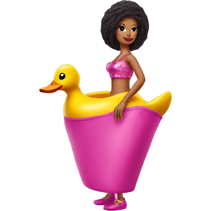 rubber duck in a barbie costume emoji