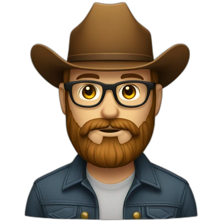 Bearded guy with glasses and cowboy hat sherrif emoji
