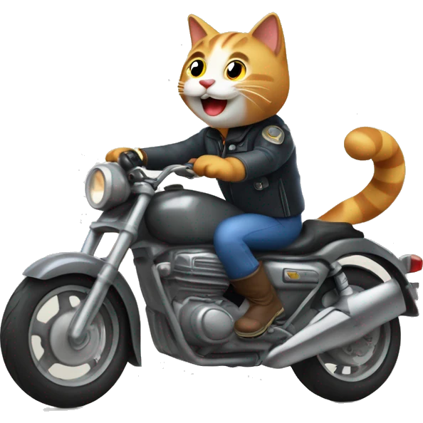 Gato feliz en una motocicleta alzando una pata  emoji