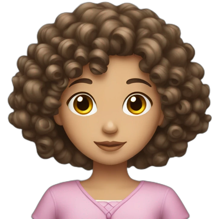 Curly hair Brunette princess with book emoji