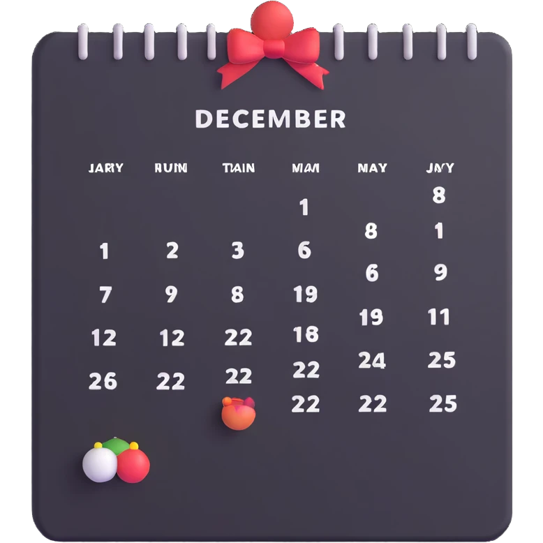 December 2025 calendar emoji