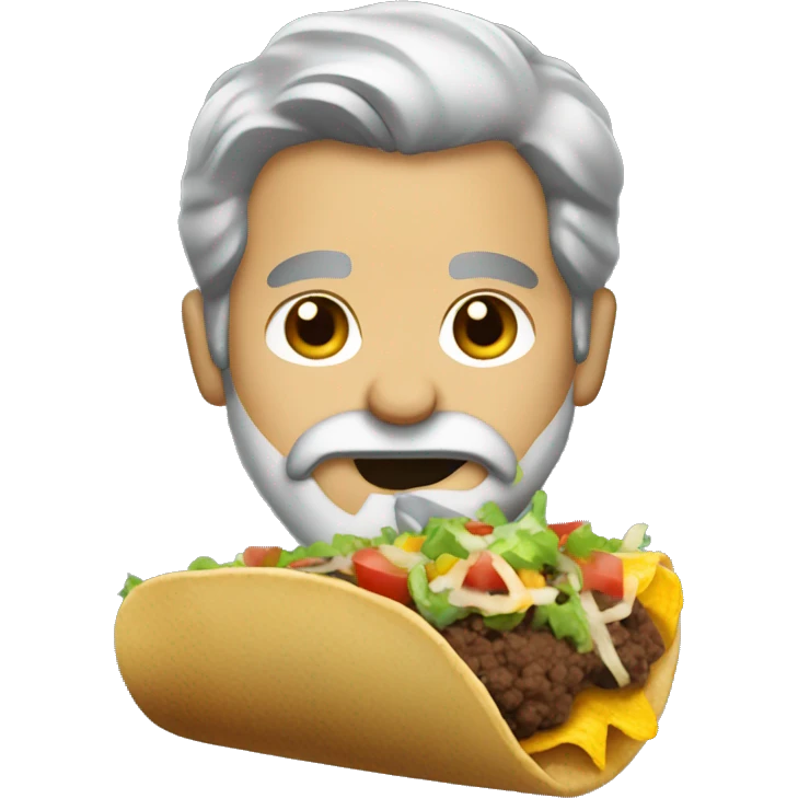 man-black-grey-hair-beard eating a taco emoji