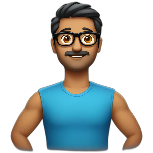 Indian man in blue tshirt and black specs in cinema hall emoji