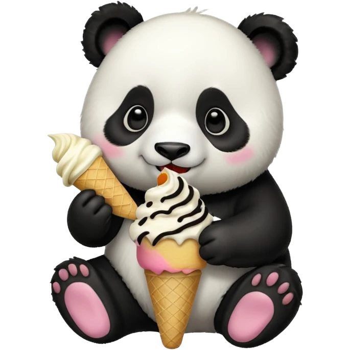 Panda eating ice cream emoji