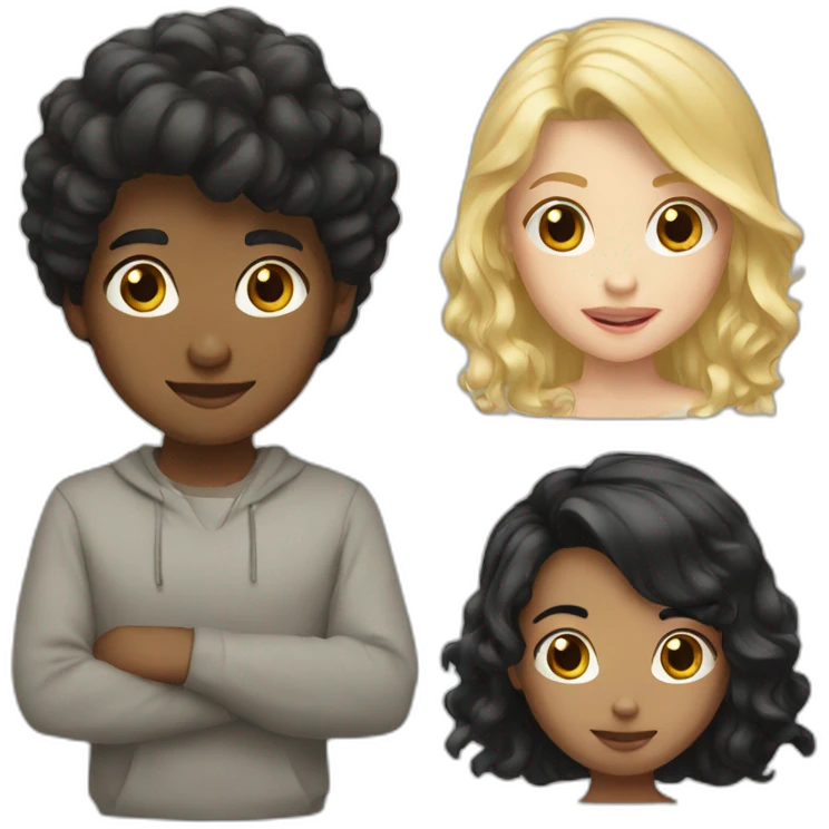 Boy blond with girl black hair emoji