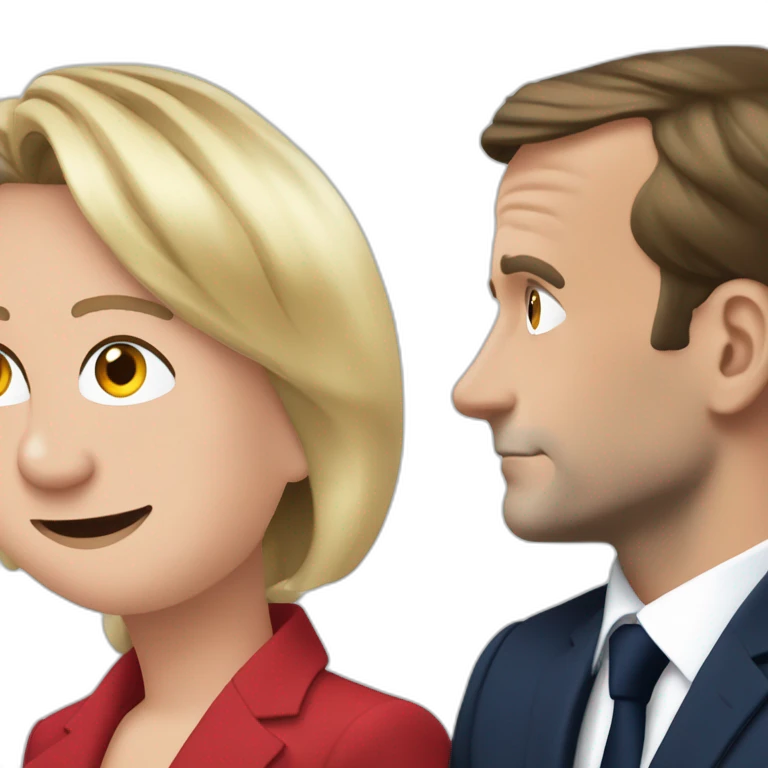 Emmanuel Macron qui embrasse Marine Lepen emoji