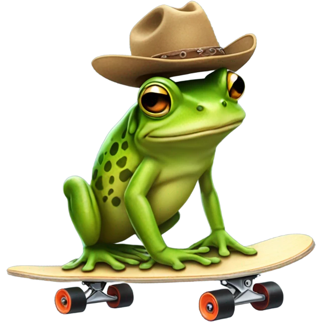 Frog on a skateboard wearing a cowboy hat  emoji