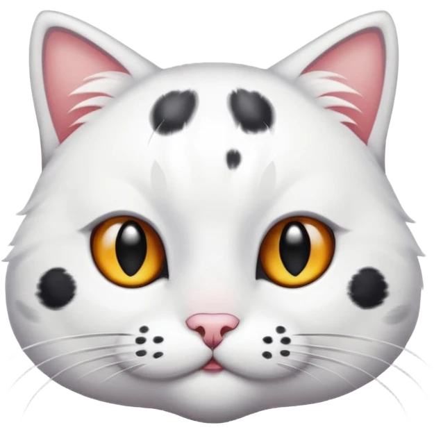 Un gato blanco con manchas en los ojos y cola negra emoji
