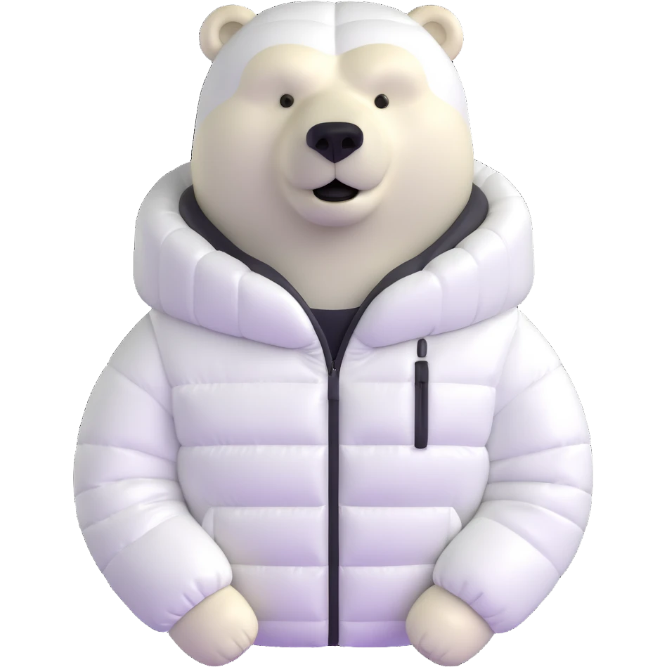 polar bear wearing white puffer jacket emoji