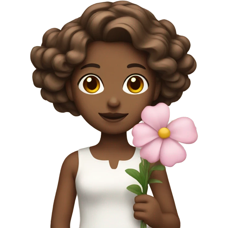 Brown hair model flower  emoji