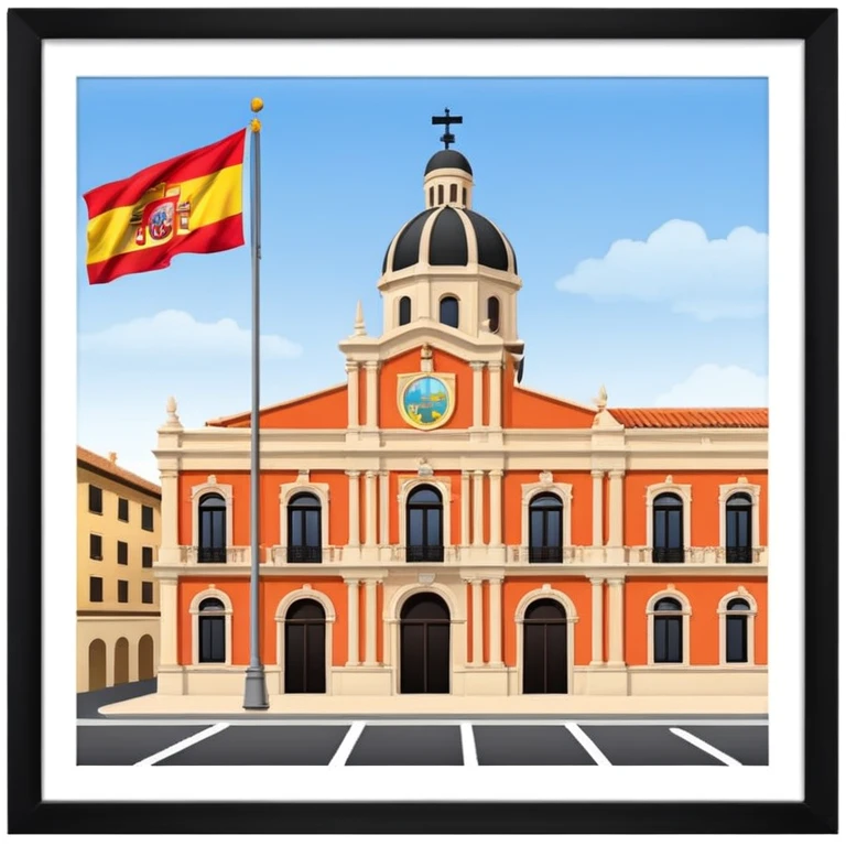 ayuntamiento con una bandera de españa emoji