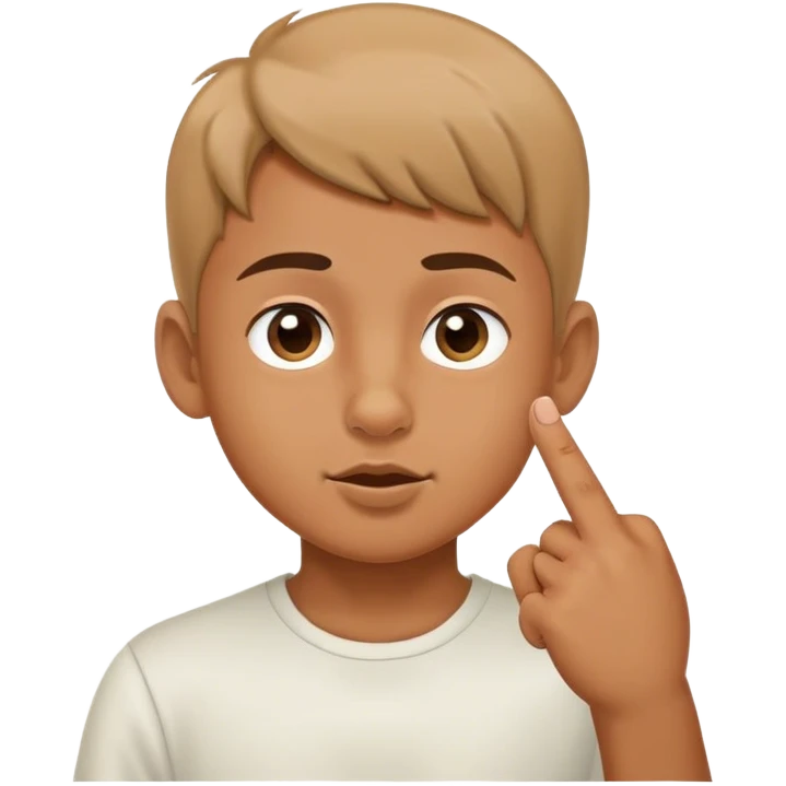 boy pointing to nose emoji