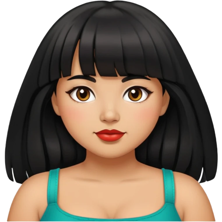 Mexican girl with bangs black long hair plus size in love emoji