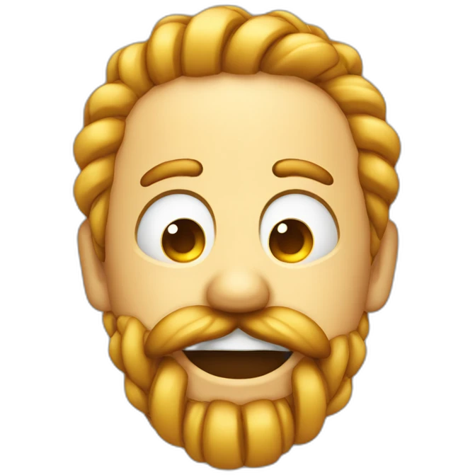 Crying laughing emoji with a long braided goatee and a minocle emoji