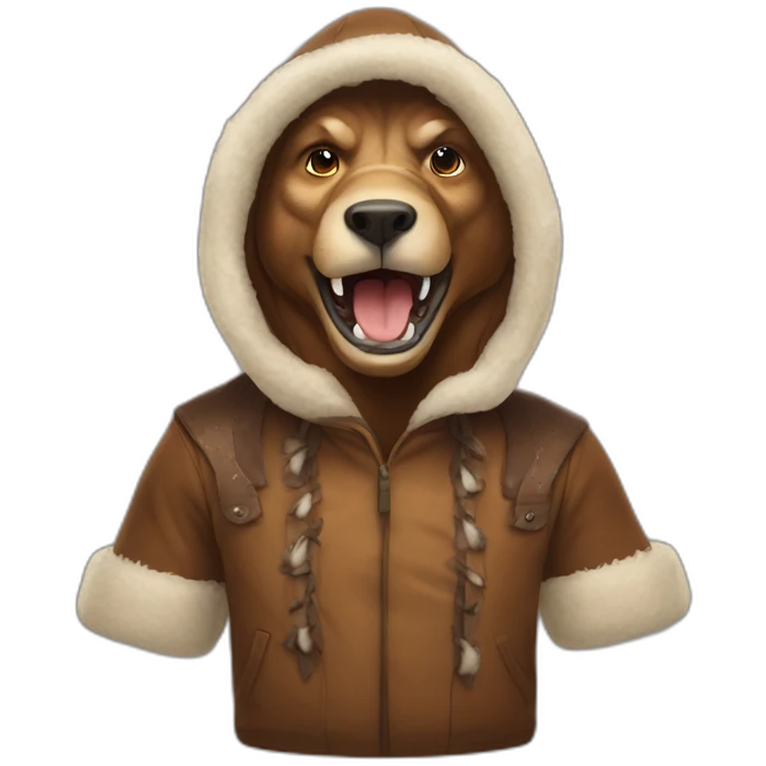 trex wearing brown eskimo outfit portrait emoji
