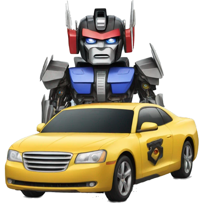 Transformer driving a ted car emoji
