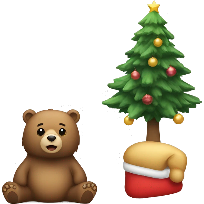 Bear and a Christmas tree emoji