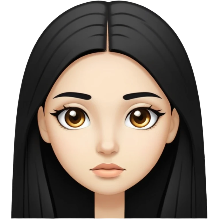 girl with light skin, long straight black hair, choni eyebrows, slanted eyes emoji