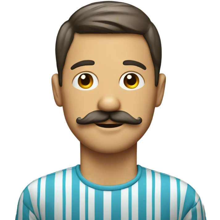 striped shirt with mustache man emoji